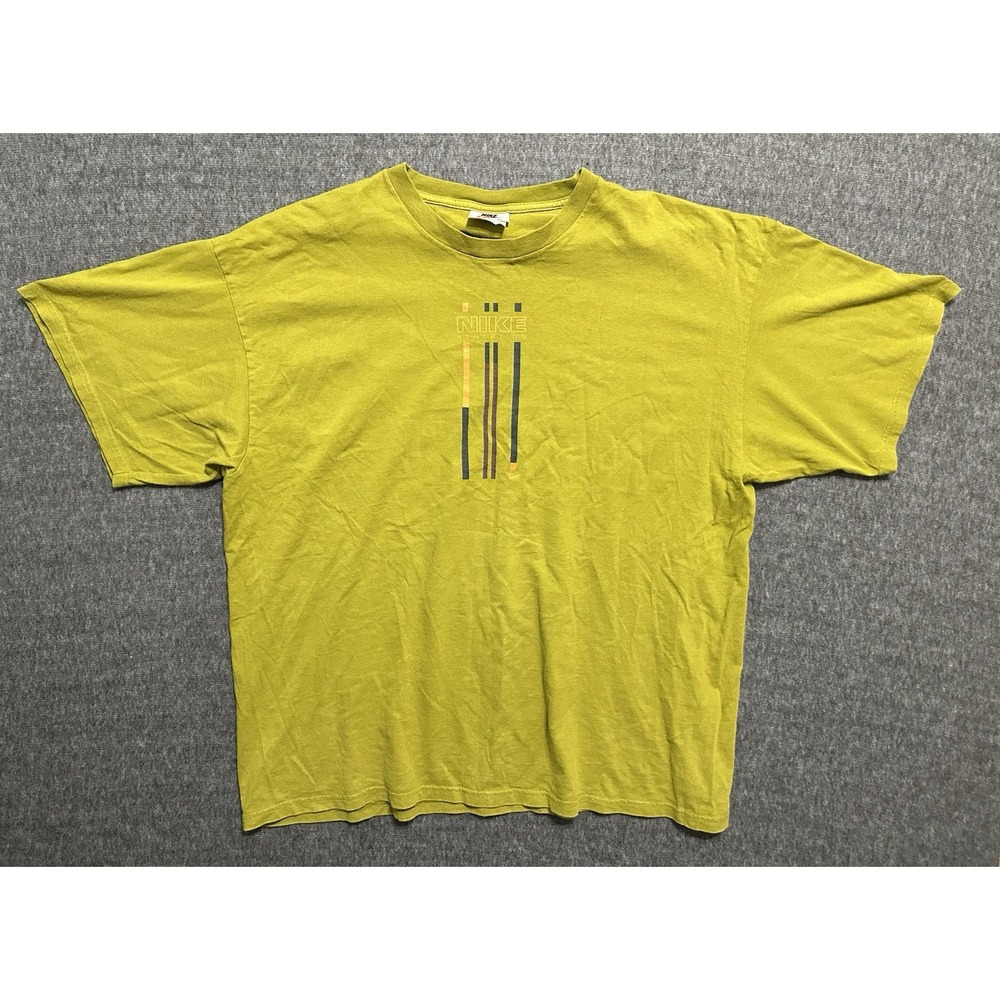Vintage Nike Athletics Men's Yellow Short Sleeve Shirt Cotton Size XL